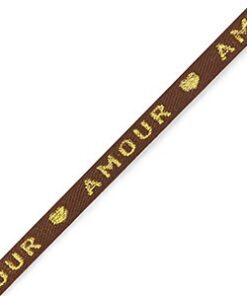 Lint armbandje bruin / goud amour