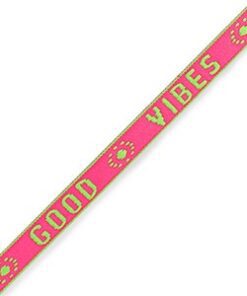 Lint armbandje good vibes groen/ roze