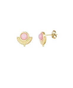 Oorbellen knopjes - waaier roze