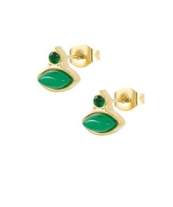 Oorbellen knopje ovaal - fel groen
