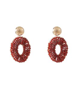 Day & Eve Beaded Oval Drop - Burgundy