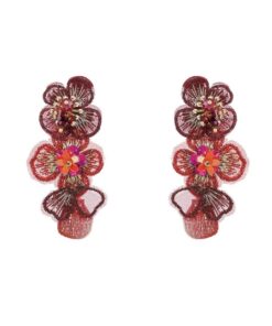 Day & Eve E55177-4 Long Flower Dangle - burgundy