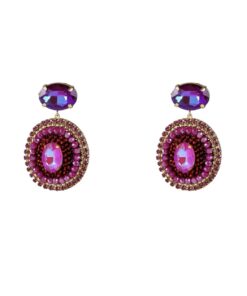 Day & Eve E55193-4 Big Round Stone Dangle - burgundy