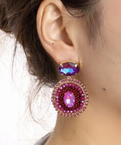 Day & Eve E55193-4 Big Round Stone Dangle - burgundy - Afbeelding 2