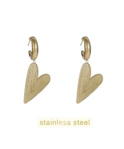 Day & Eve E56273-2 Striped Heart Dangle