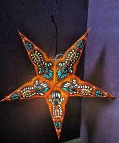 Papieren Ster 10 - Paisley Oranje