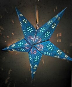 Papieren Ster 2 - Blauw Met Glitter