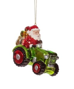 Kerstman op Traktor Kerstbal