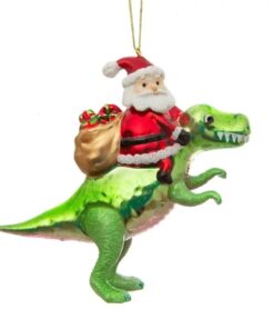Kerstman op Dinosaurus kerstbal