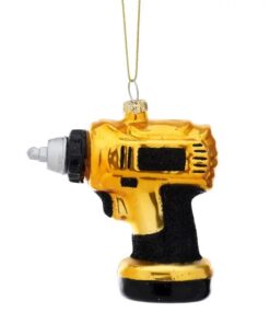 Zwart en Goud Boormachine Kerstbal