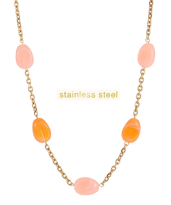 Day & Eve Long Stone Link Necklace - Pink