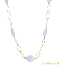 Day & Eve Long Stone Link Necklace - Blue