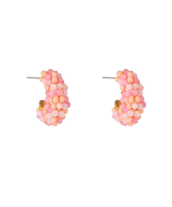 Day & Eve  Beaded Small Hoop – Pastel Pink