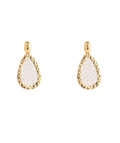 Day & Eve Hammered Beaded Drop – White
