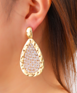 Day & Eve Hammered Beaded Drop – White - Afbeelding 2
