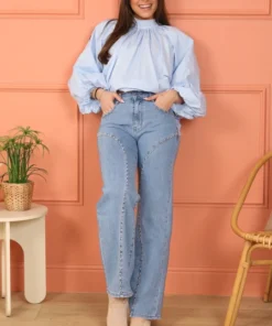 Wide Leg Jeans Met Studs - Maat 34