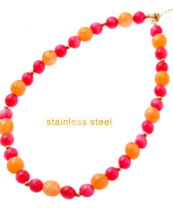 Day & Eve Glamour Stones Necklace – Orange + Pink