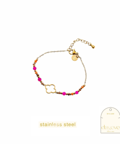 Day & Eve Open Clover Bracelet - Brown + Fucsia
