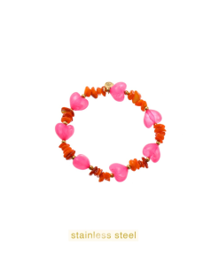Day & Eve Coral Heart Stones Bracelet - Pink